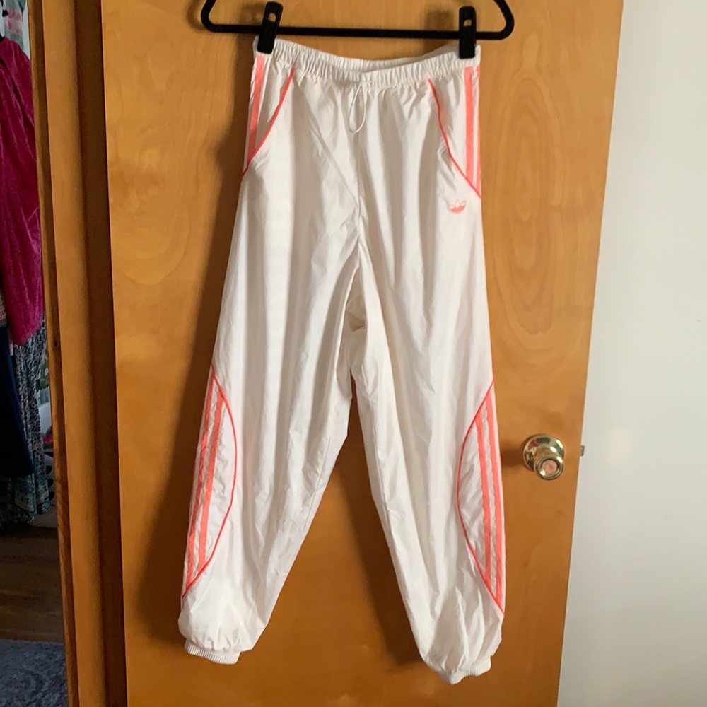 NWT cream and coral adidas track pants